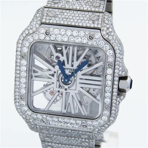 cartier santos skeleton adlc|cartier santos iced out price.